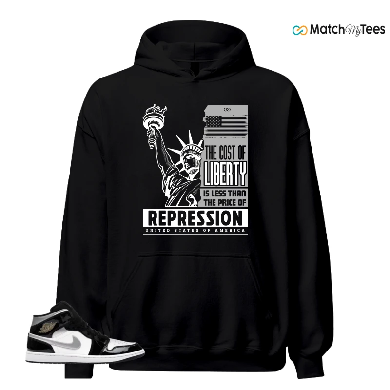 NIKE AIR JORDAN 1 MID SE BLACK WHITE SNEAKER Matching Tees hoodie