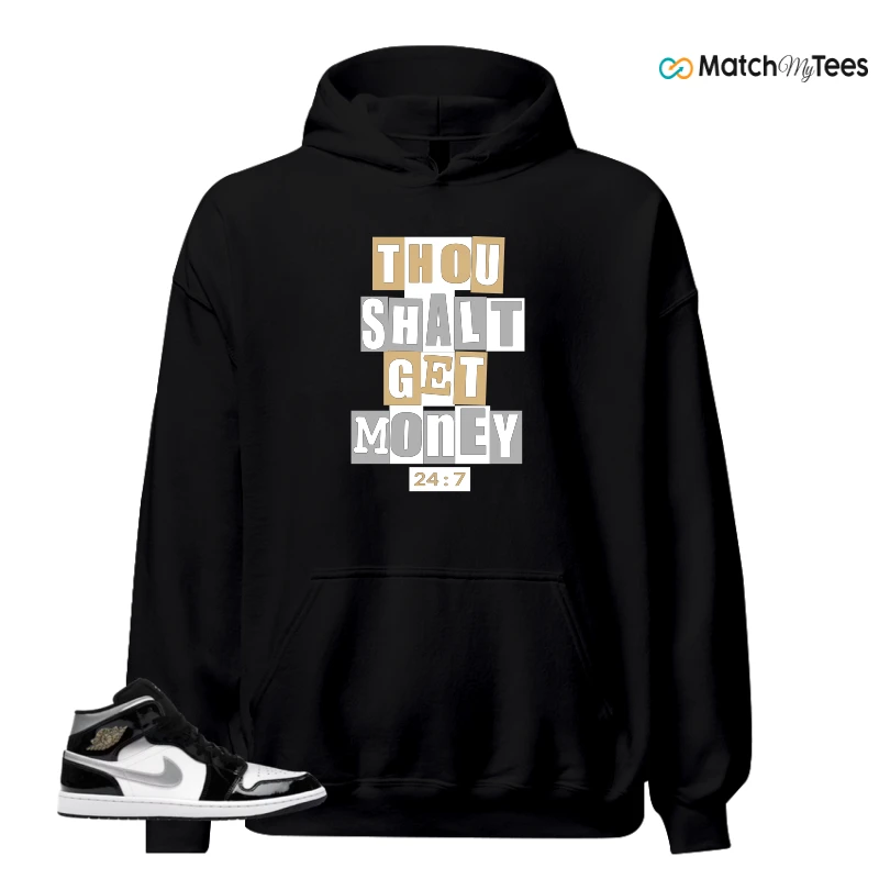 NIKE AIR JORDAN 1 MID SE BLACK WHITE SNEAKER Matching Tees hoodie