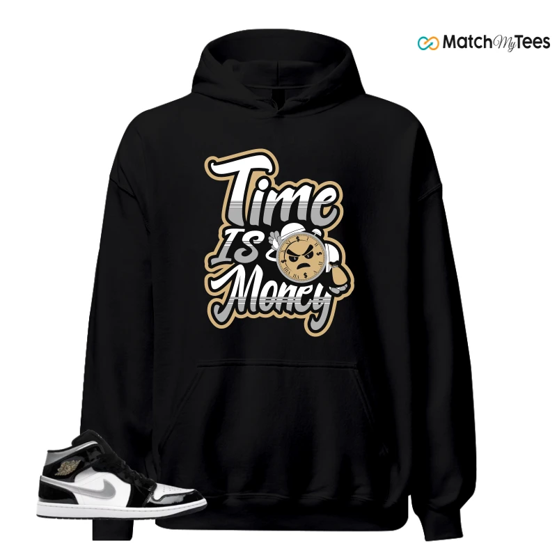 NIKE AIR JORDAN 1 MID SE BLACK WHITE SNEAKER Matching Tees hoodie