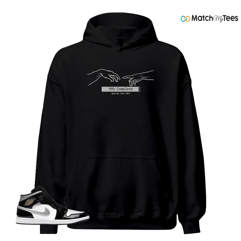 NIKE AIR JORDAN 1 MID SE BLACK WHITE SNEAKER Matching Tees hoodie