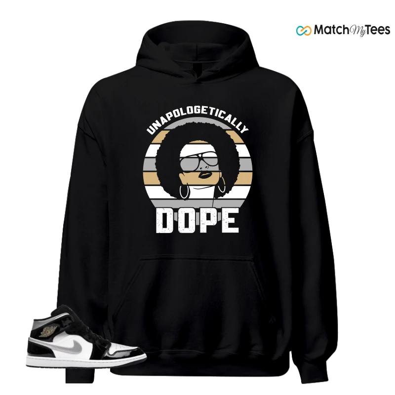 NIKE AIR JORDAN 1 MID SE BLACK WHITE SNEAKER Matching Tees hoodie