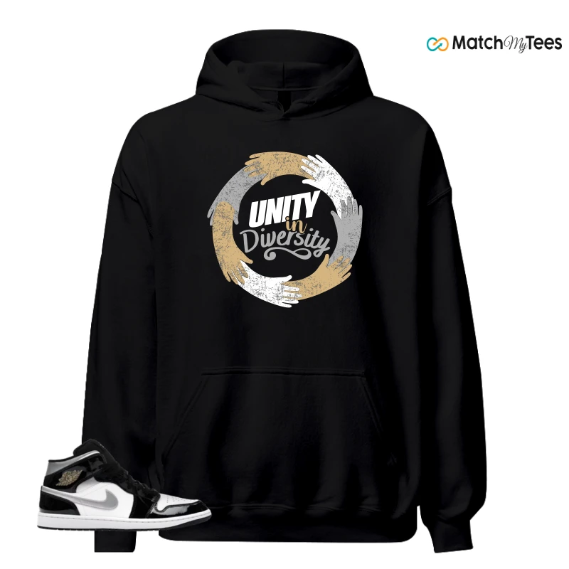 NIKE AIR JORDAN 1 MID SE BLACK WHITE SNEAKER Matching Tees hoodie