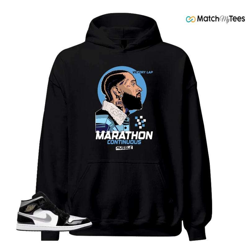 NIKE AIR JORDAN 1 MID SE BLACK WHITE SNEAKER Matching Tees hoodie