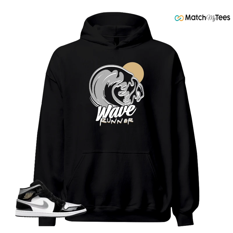 NIKE AIR JORDAN 1 MID SE BLACK WHITE SNEAKER Matching Tees hoodie