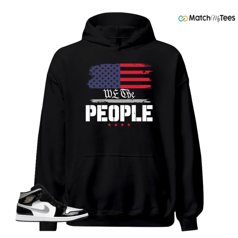 NIKE AIR JORDAN 1 MID SE BLACK WHITE SNEAKER Matching Tees hoodie