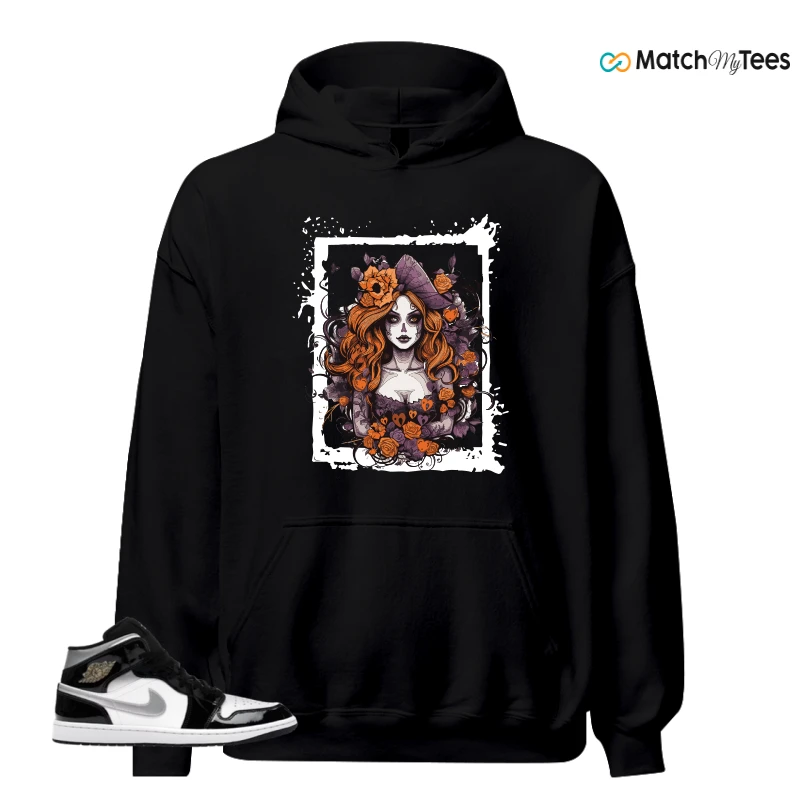 NIKE AIR JORDAN 1 MID SE BLACK WHITE SNEAKER Matching Tees hoodie