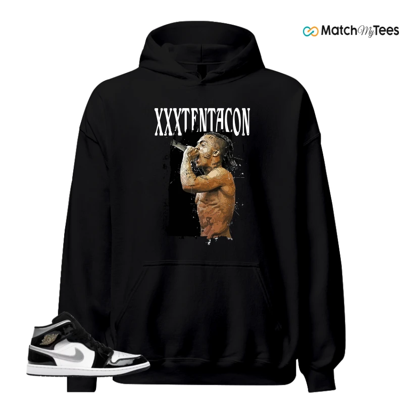 NIKE AIR JORDAN 1 MID SE BLACK WHITE SNEAKER Matching Tees hoodie