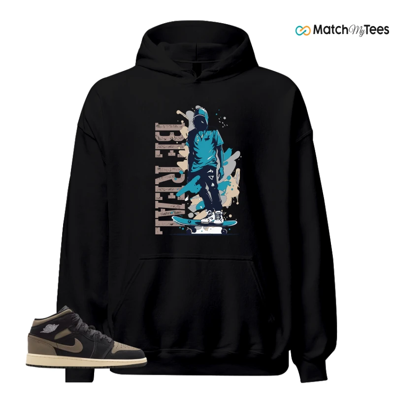 NIKE AIR JORDAN 1 MID SE OLIVE GREY SNEAKER Matching Tees hoodie