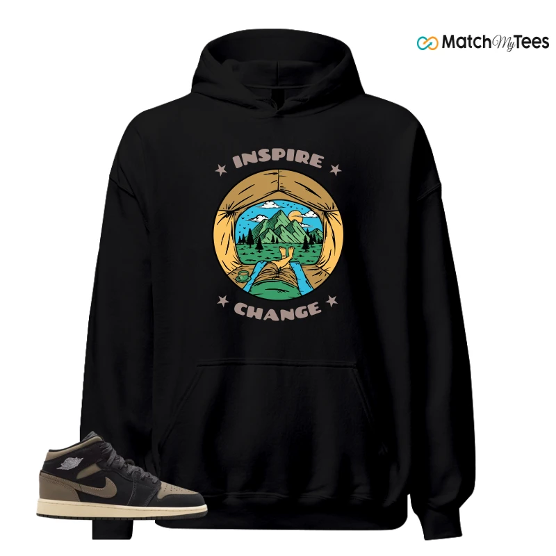 NIKE AIR JORDAN 1 MID SE OLIVE GREY SNEAKER Matching Tees hoodie