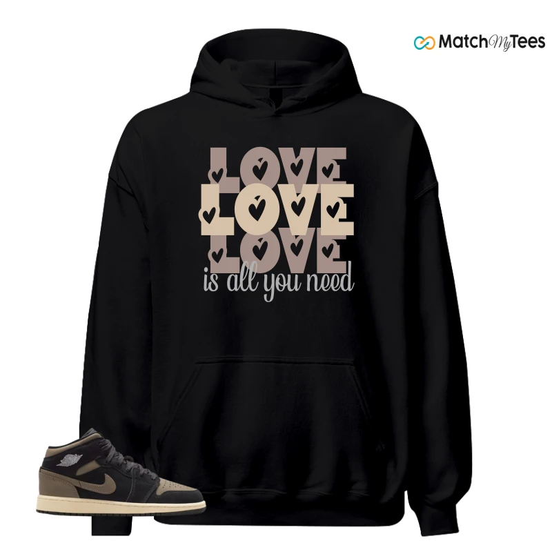 NIKE AIR JORDAN 1 MID SE OLIVE GREY SNEAKER Matching Tees hoodie