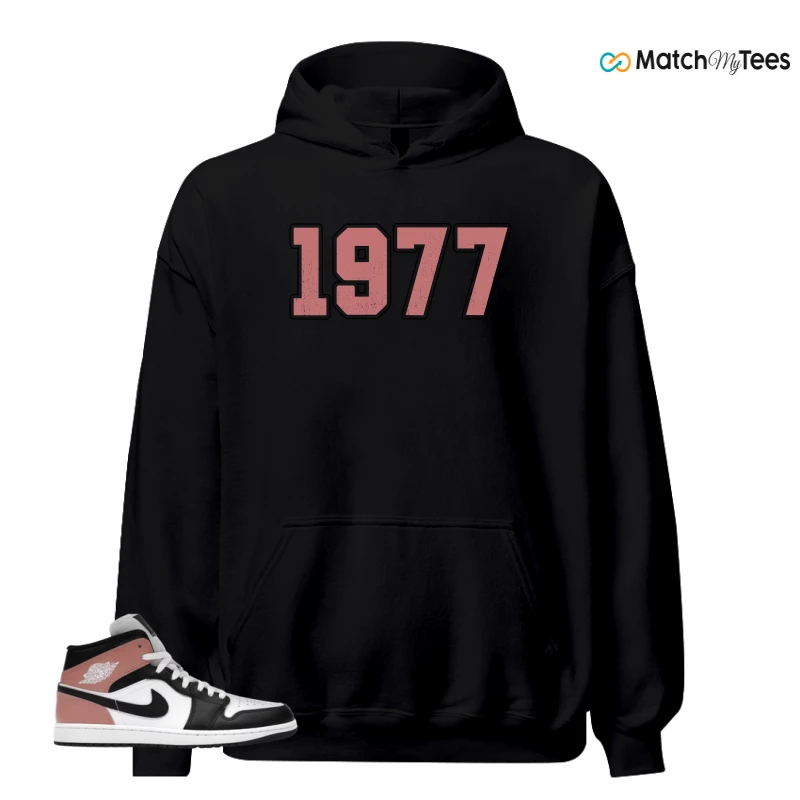 NIKE AIR JORDAN 1 MID WHITE RUST PINK BLACK SNEAKER Matching Tees hoodie