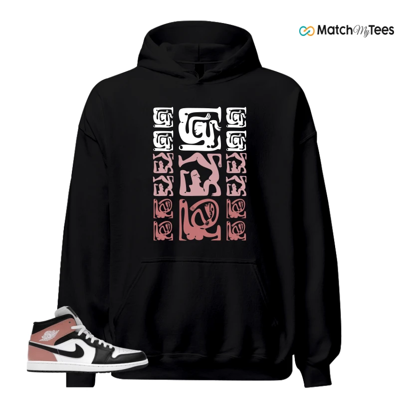 NIKE AIR JORDAN 1 MID WHITE RUST PINK BLACK SNEAKER Matching Tees hoodie
