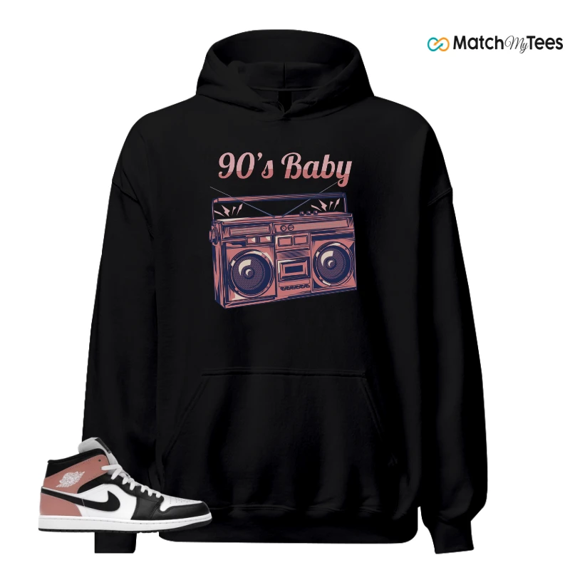 NIKE AIR JORDAN 1 MID WHITE RUST PINK BLACK SNEAKER Matching Tees hoodie