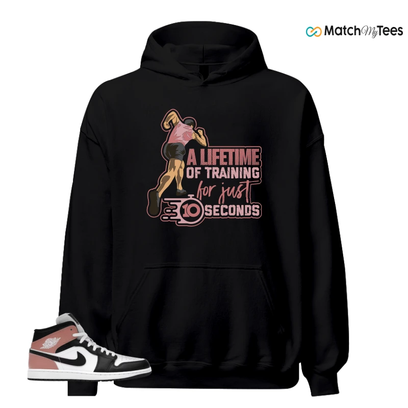 NIKE AIR JORDAN 1 MID WHITE RUST PINK BLACK SNEAKER Matching Tees hoodie