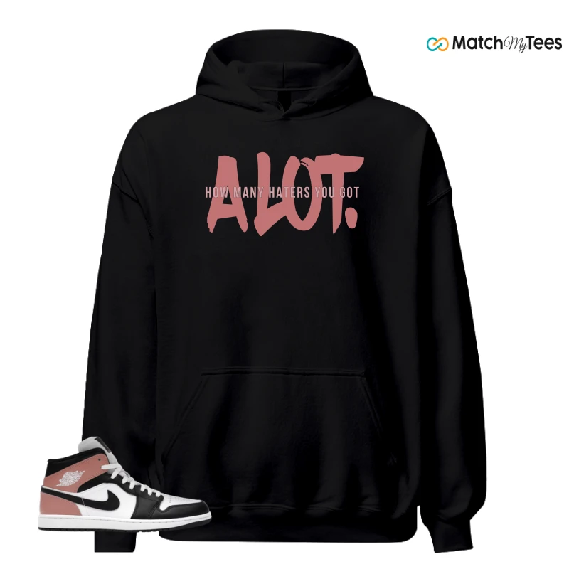 NIKE AIR JORDAN 1 MID WHITE RUST PINK BLACK SNEAKER Matching Tees hoodie