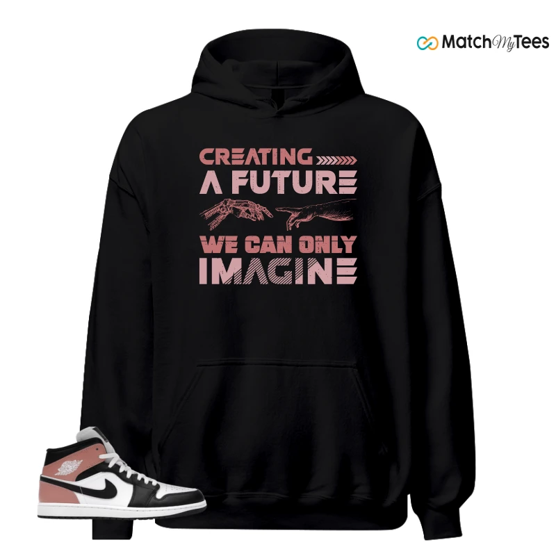 NIKE AIR JORDAN 1 MID WHITE RUST PINK BLACK SNEAKER Matching Tees hoodie