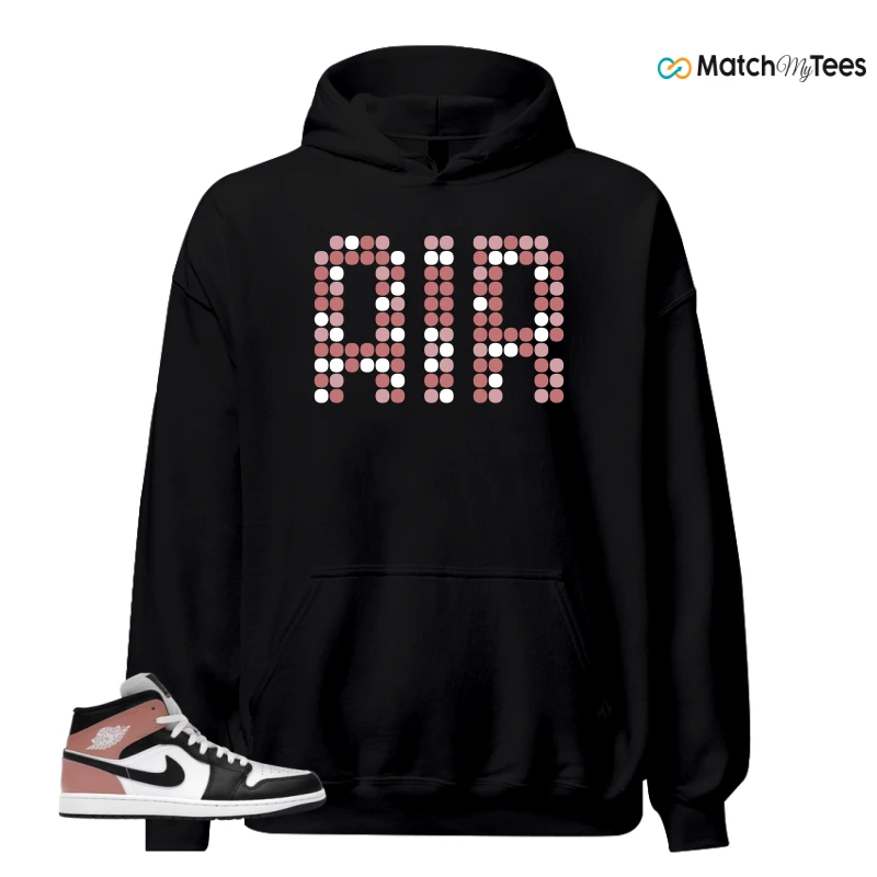 NIKE AIR JORDAN 1 MID WHITE RUST PINK BLACK SNEAKER Matching Tees hoodie