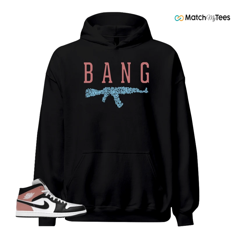 NIKE AIR JORDAN 1 MID WHITE RUST PINK BLACK SNEAKER Matching Tees hoodie