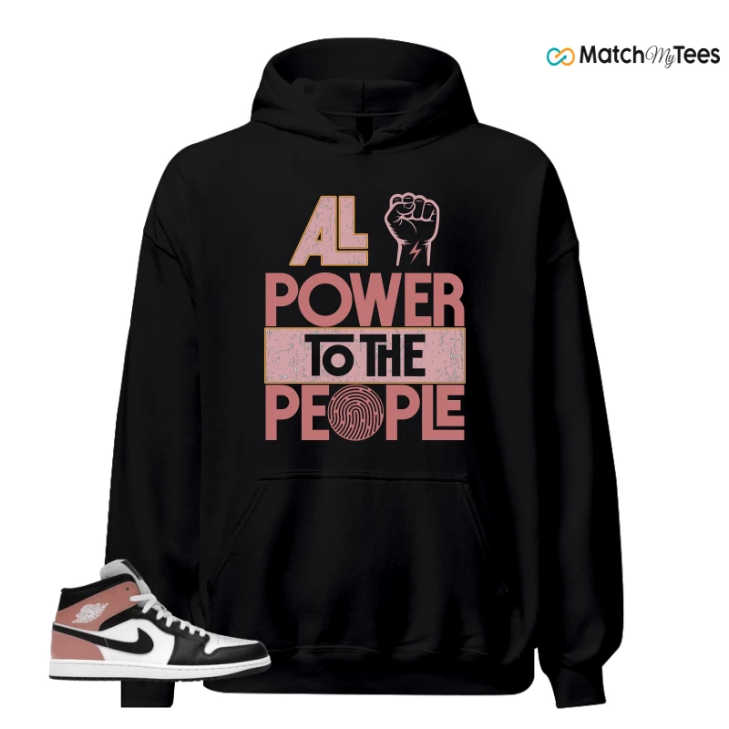 NIKE AIR JORDAN 1 MID WHITE RUST PINK BLACK SNEAKER Matching Tees hoodie