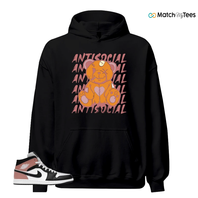 NIKE AIR JORDAN 1 MID WHITE RUST PINK BLACK SNEAKER Matching Tees hoodie