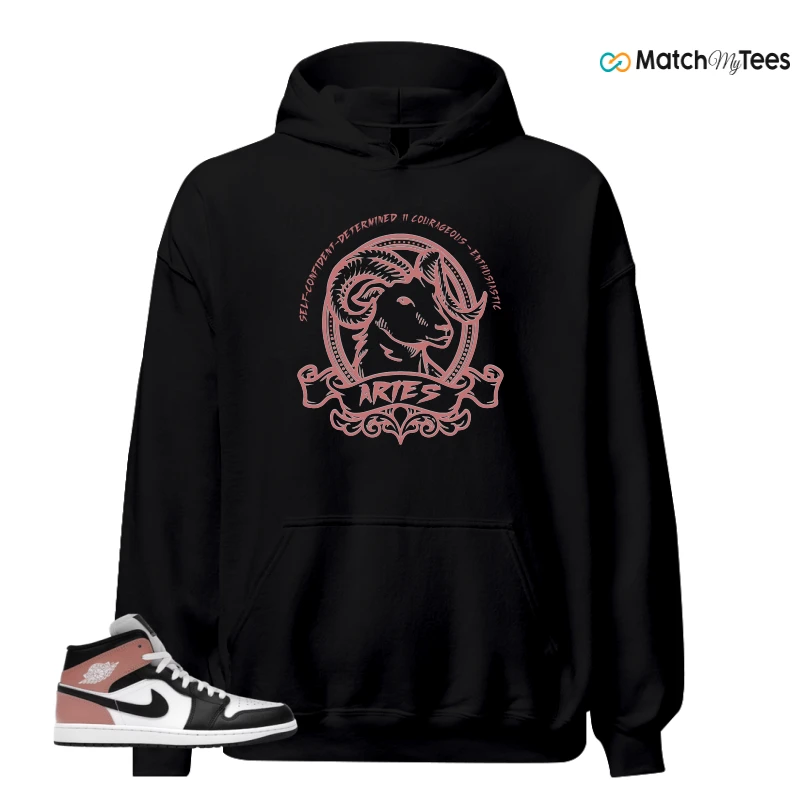 NIKE AIR JORDAN 1 MID WHITE RUST PINK BLACK SNEAKER Matching Tees hoodie