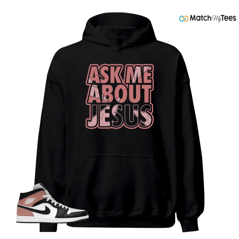 NIKE AIR JORDAN 1 MID WHITE RUST PINK BLACK SNEAKER Matching Tees hoodie