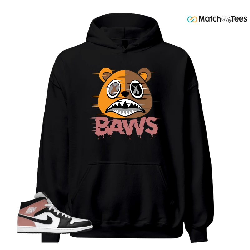 NIKE AIR JORDAN 1 MID WHITE RUST PINK BLACK SNEAKER Matching Tees hoodie