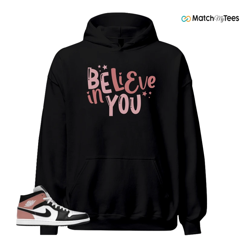 NIKE AIR JORDAN 1 MID WHITE RUST PINK BLACK SNEAKER Matching Tees hoodie