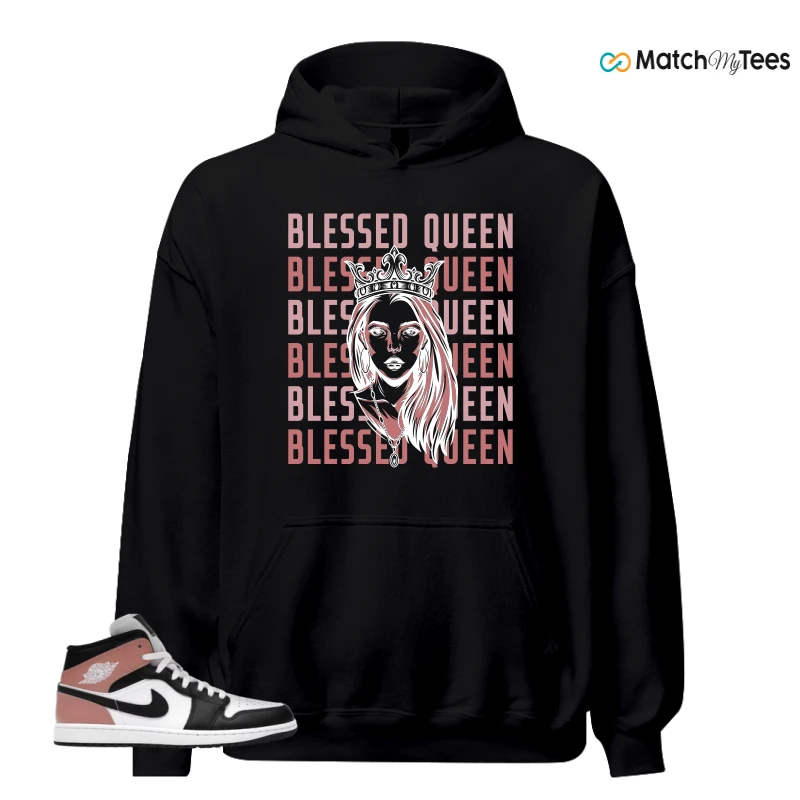 NIKE AIR JORDAN 1 MID WHITE RUST PINK BLACK SNEAKER Matching Tees hoodie