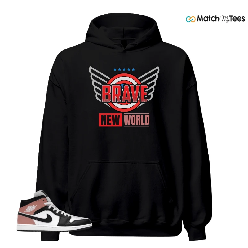 NIKE AIR JORDAN 1 MID WHITE RUST PINK BLACK SNEAKER Matching Tees hoodie