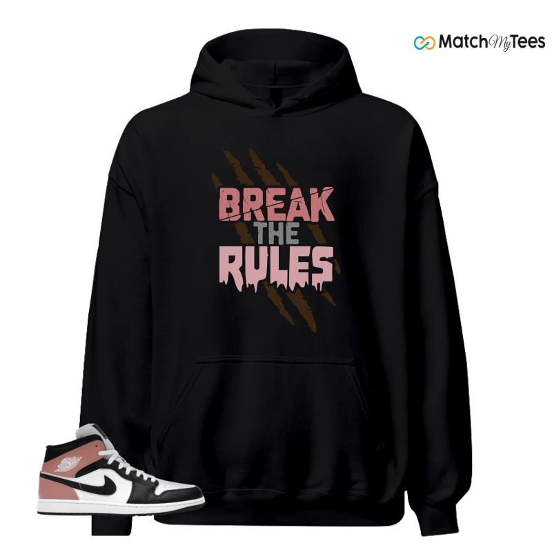 NIKE AIR JORDAN 1 MID WHITE RUST PINK BLACK SNEAKER Matching Tees hoodie