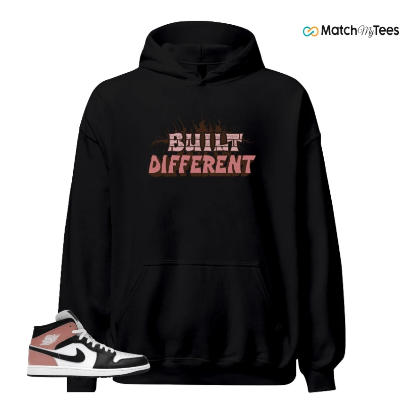 NIKE AIR JORDAN 1 MID WHITE RUST PINK BLACK SNEAKER Matching Tees hoodie