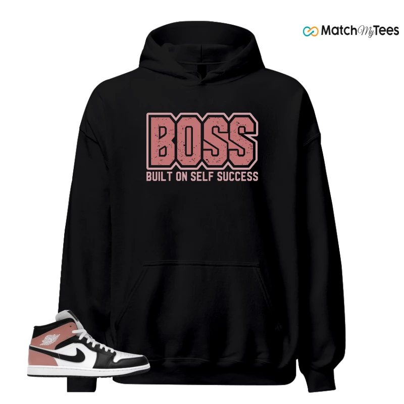 NIKE AIR JORDAN 1 MID WHITE RUST PINK BLACK SNEAKER Matching Tees hoodie