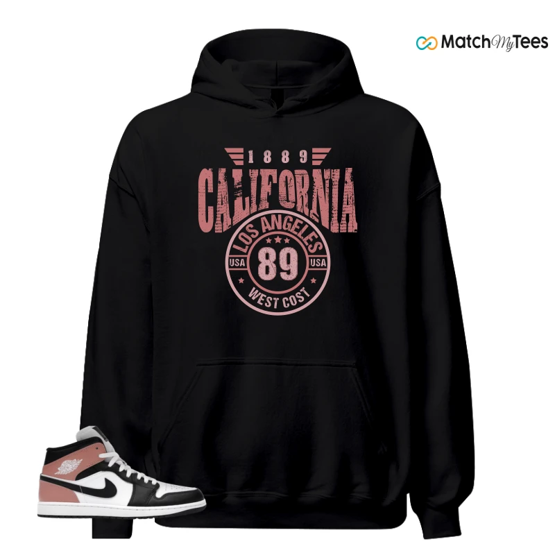 NIKE AIR JORDAN 1 MID WHITE RUST PINK BLACK SNEAKER Matching Tees hoodie