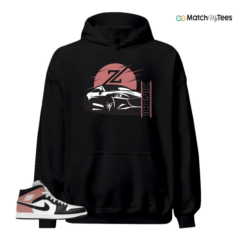 NIKE AIR JORDAN 1 MID WHITE RUST PINK BLACK SNEAKER Matching Tees hoodie