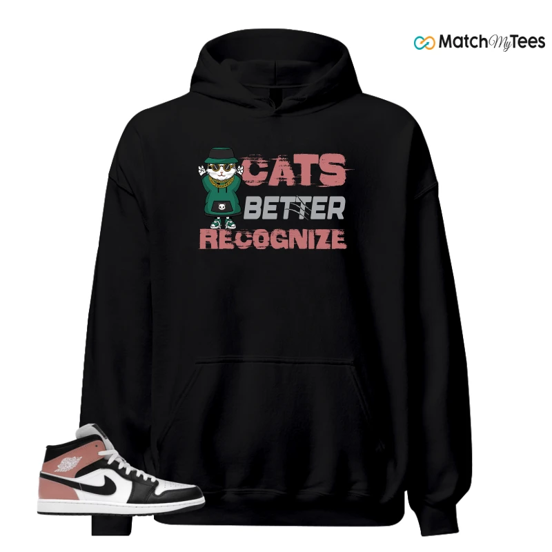 NIKE AIR JORDAN 1 MID WHITE RUST PINK BLACK SNEAKER Matching Tees hoodie