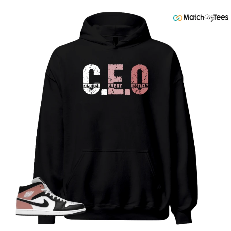 NIKE AIR JORDAN 1 MID WHITE RUST PINK BLACK SNEAKER Matching Tees hoodie