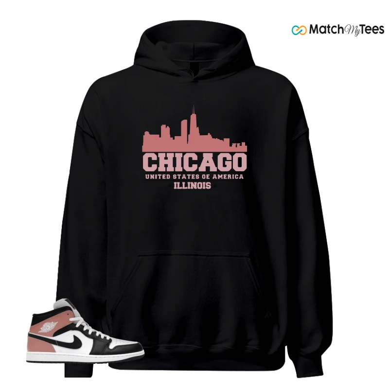 NIKE AIR JORDAN 1 MID WHITE RUST PINK BLACK SNEAKER Matching Tees hoodie
