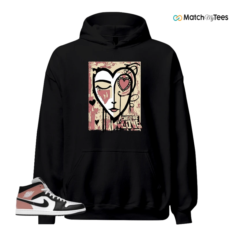 NIKE AIR JORDAN 1 MID WHITE RUST PINK BLACK SNEAKER Matching Tees hoodie