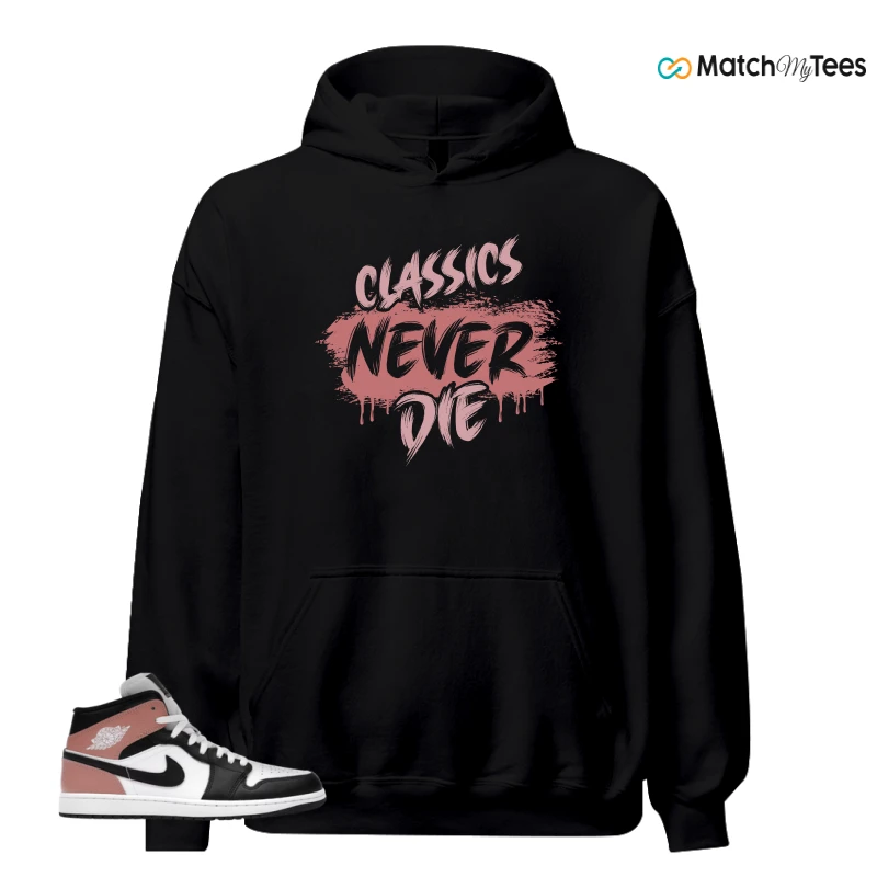 NIKE AIR JORDAN 1 MID WHITE RUST PINK BLACK SNEAKER Matching Tees hoodie