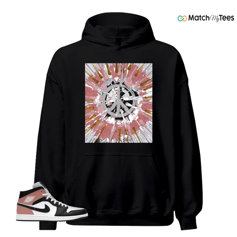 NIKE AIR JORDAN 1 MID WHITE RUST PINK BLACK SNEAKER Matching Tees hoodie