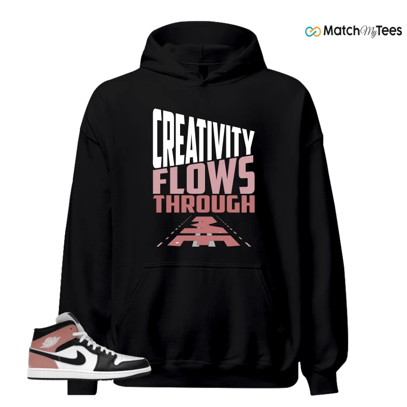 NIKE AIR JORDAN 1 MID WHITE RUST PINK BLACK SNEAKER Matching Tees hoodie