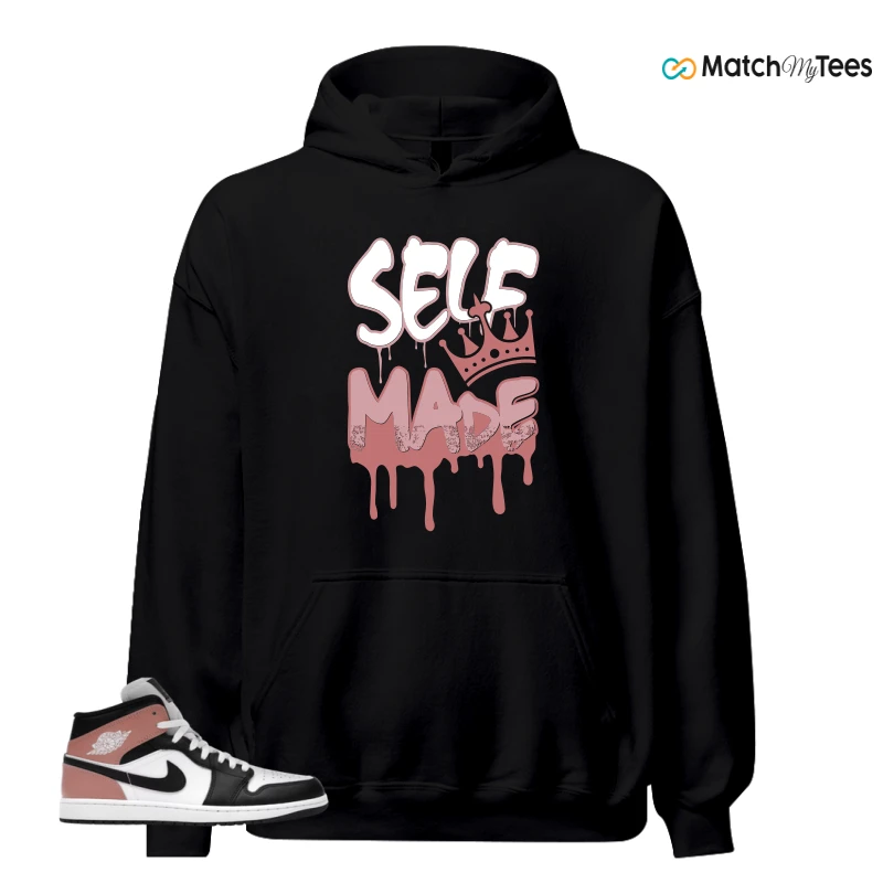 NIKE AIR JORDAN 1 MID WHITE RUST PINK BLACK SNEAKER Matching Tees hoodie