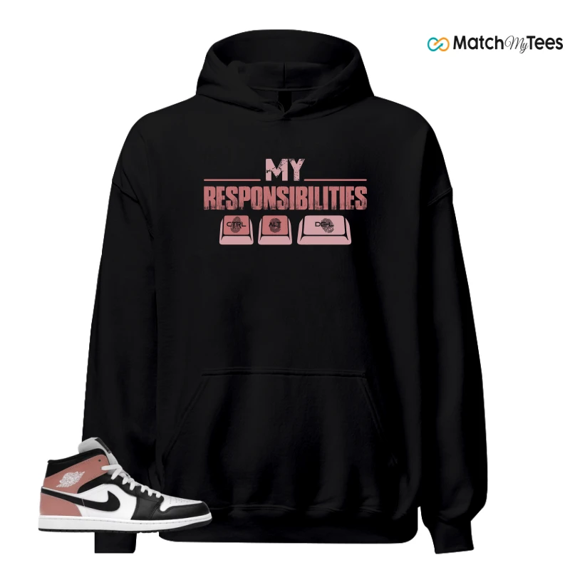 NIKE AIR JORDAN 1 MID WHITE RUST PINK BLACK SNEAKER Matching Tees hoodie
