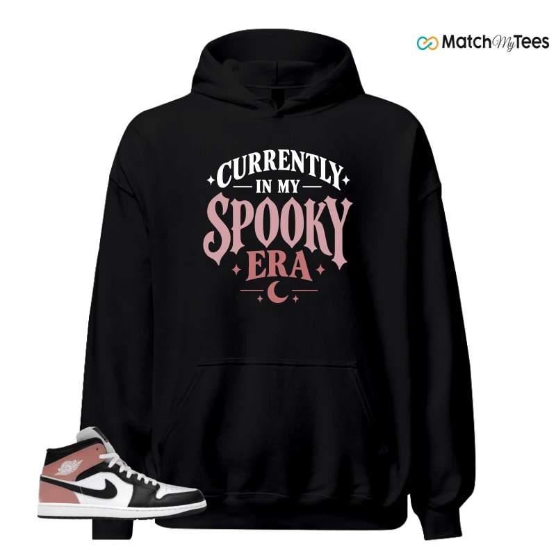 NIKE AIR JORDAN 1 MID WHITE RUST PINK BLACK SNEAKER Matching Tees hoodie