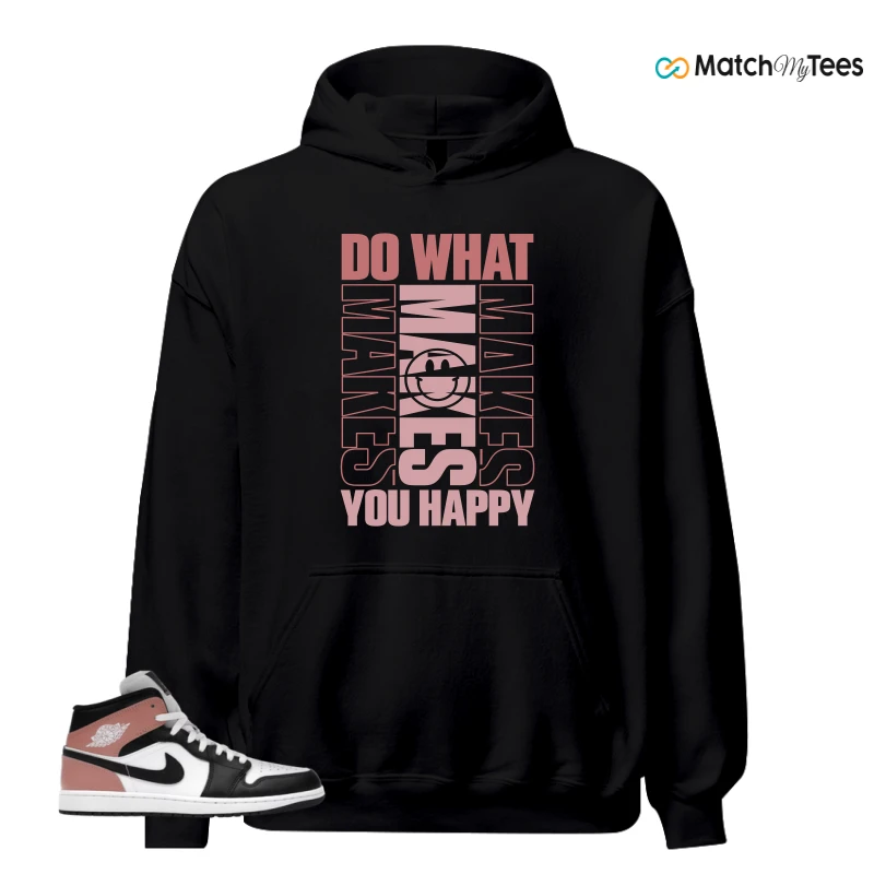 NIKE AIR JORDAN 1 MID WHITE RUST PINK BLACK SNEAKER Matching Tees hoodie