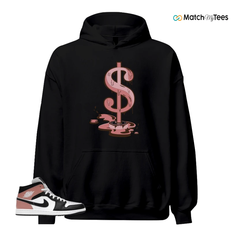 NIKE AIR JORDAN 1 MID WHITE RUST PINK BLACK SNEAKER Matching Tees hoodie