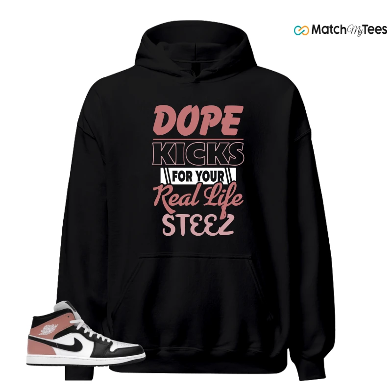 NIKE AIR JORDAN 1 MID WHITE RUST PINK BLACK SNEAKER Matching Tees hoodie