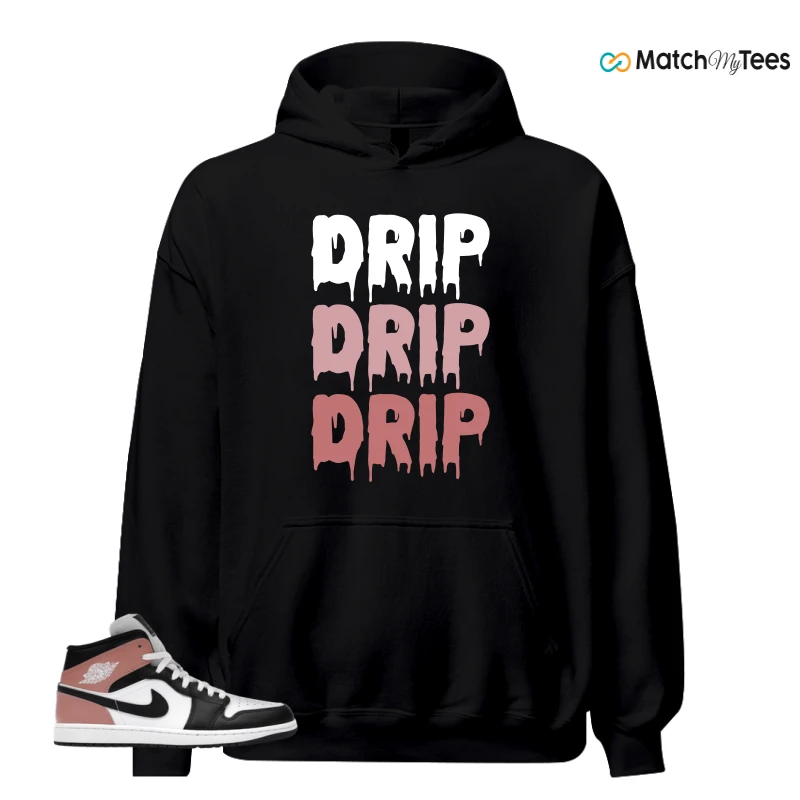 NIKE AIR JORDAN 1 MID WHITE RUST PINK BLACK SNEAKER Matching Tees hoodie
