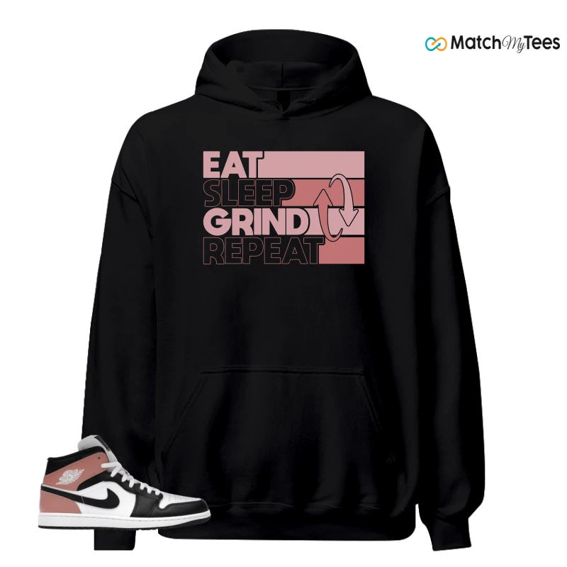 NIKE AIR JORDAN 1 MID WHITE RUST PINK BLACK SNEAKER Matching Tees hoodie